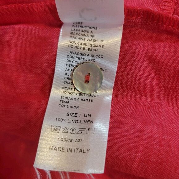 Color Di Capri Womens Linen Shirt Dress One Size Italy Pink Popover Lagenlook - Picture 5 of 8